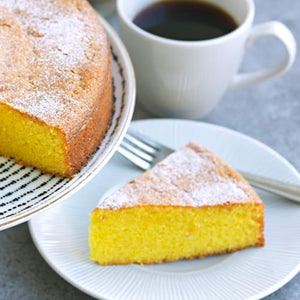 saffron sponge cake on a plate