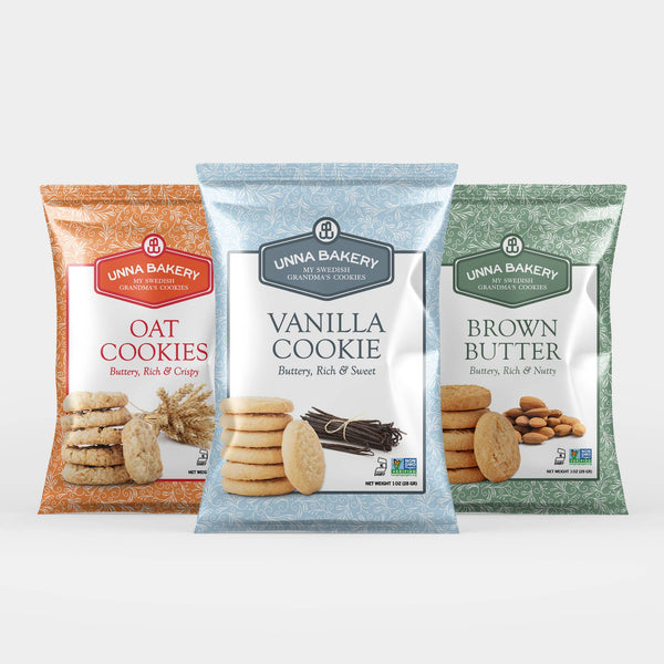 Mini butter cookies packaging from Unna Bakery