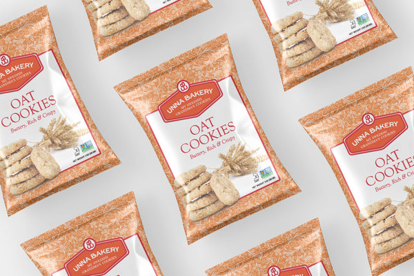 Oat Butter cookies packaging in a pattern