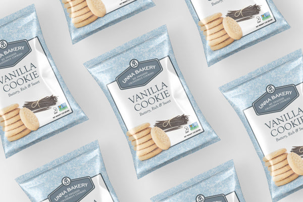 Mini Butter cookies packaging in pattern from Unna Bakery